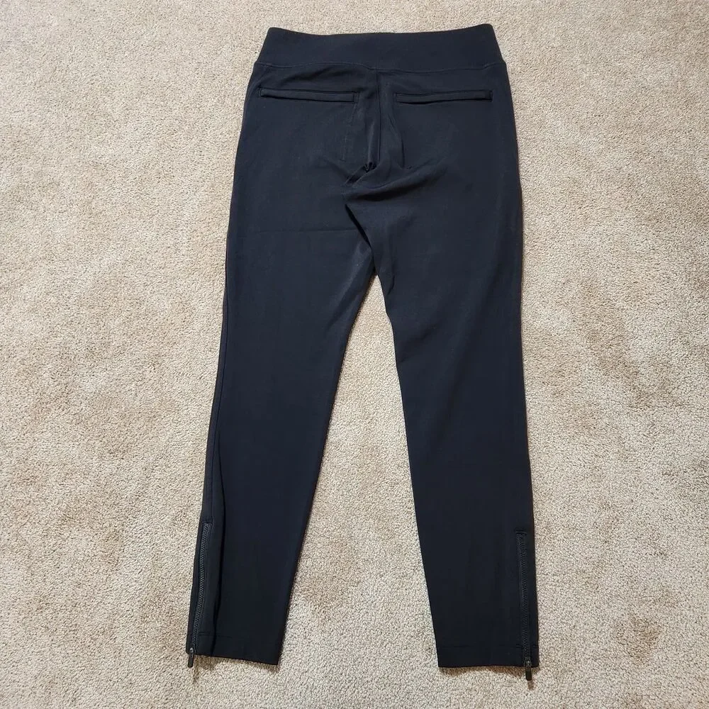 Athleta Delancey Skyline Leggings Women L Black High Rise Ankle Zip